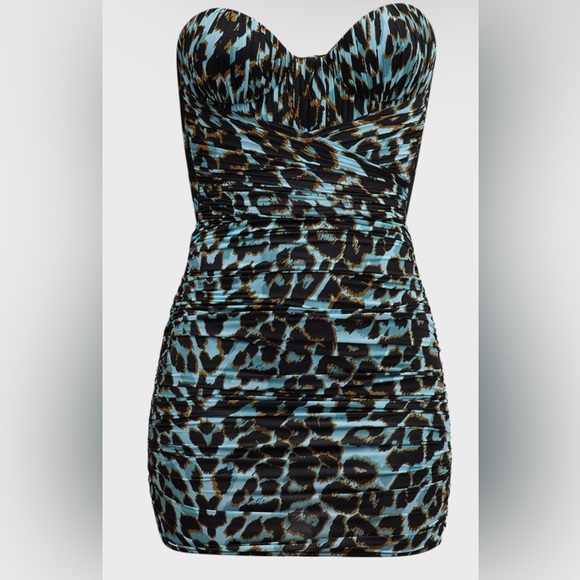 Axton Leopard-Print Ruched Strapless Bustier - Picture 2 of 10